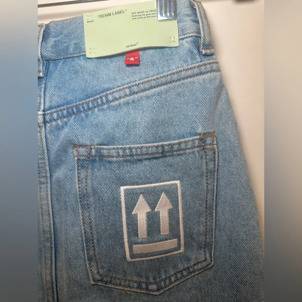 Off-White Blue Denim Ruffles Skirt Size 38 - Picture 10 of 14
